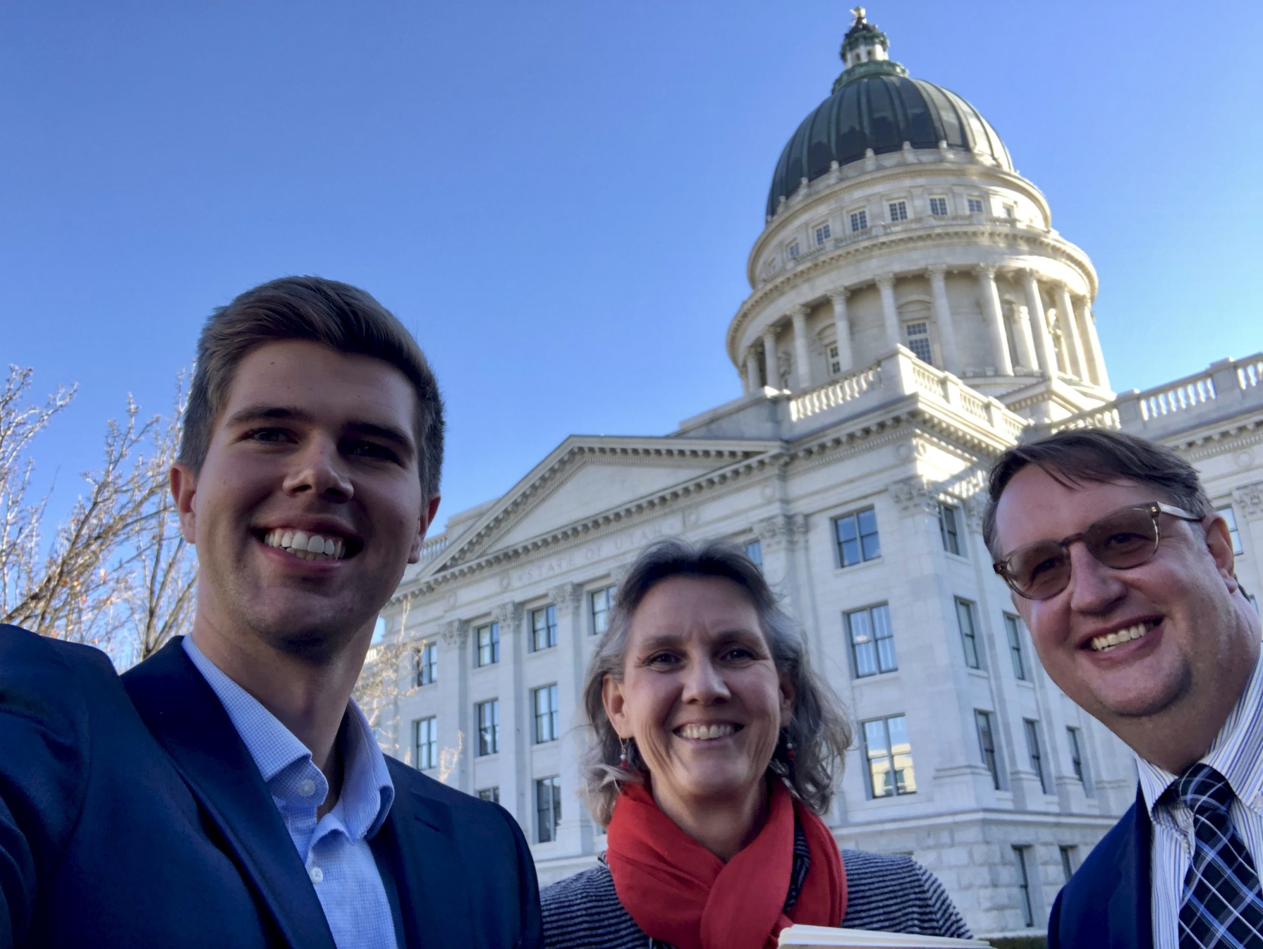 Adam Johnson, Kaye Nelson and Brigham Daniels at the Utah State Capital, November 2021.